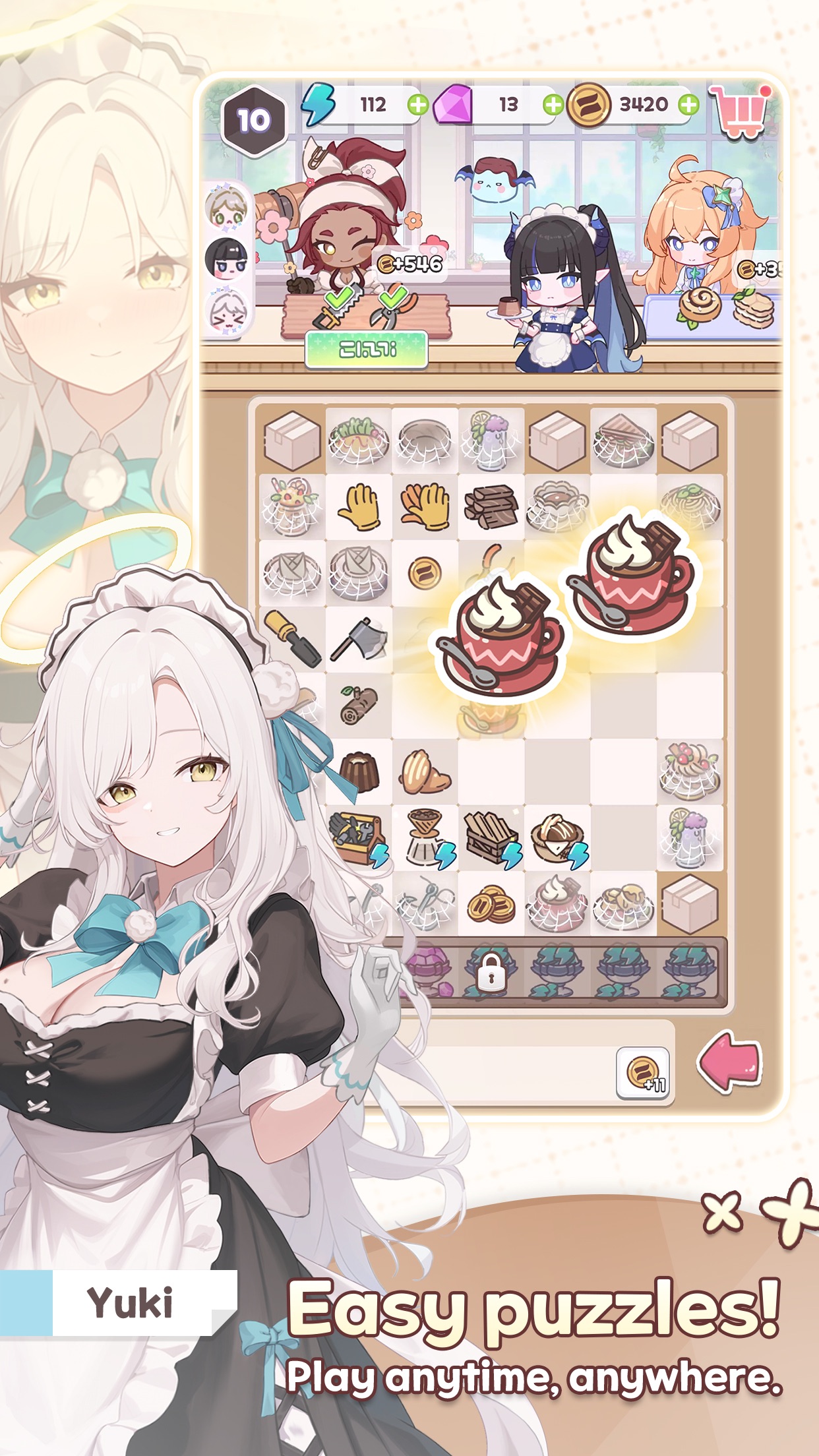 Merge Maid Cafe · 图04 · 棋盘要素（含宣传包装） · 1242×2208