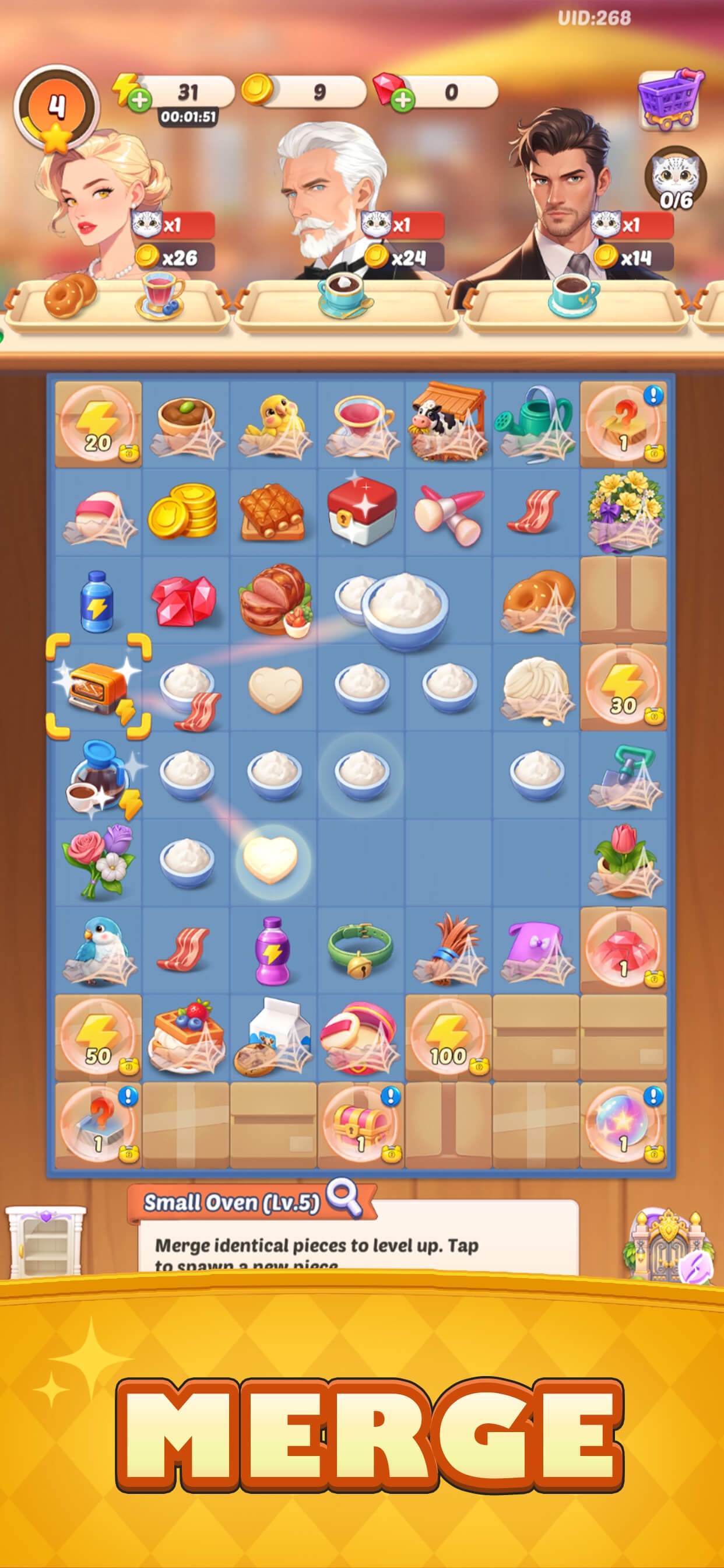 Moonlit Town: Merge & Story · 图01 · 棋盘要素（含宣传包装） · 1242×2688