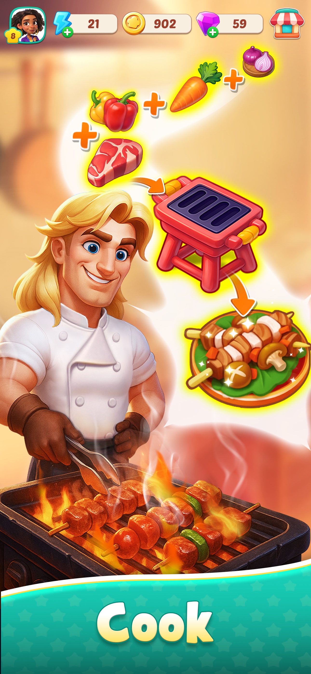 Foodstars: Merge & Cook · 图03 · 官方商店宣传图 · 1290×2796