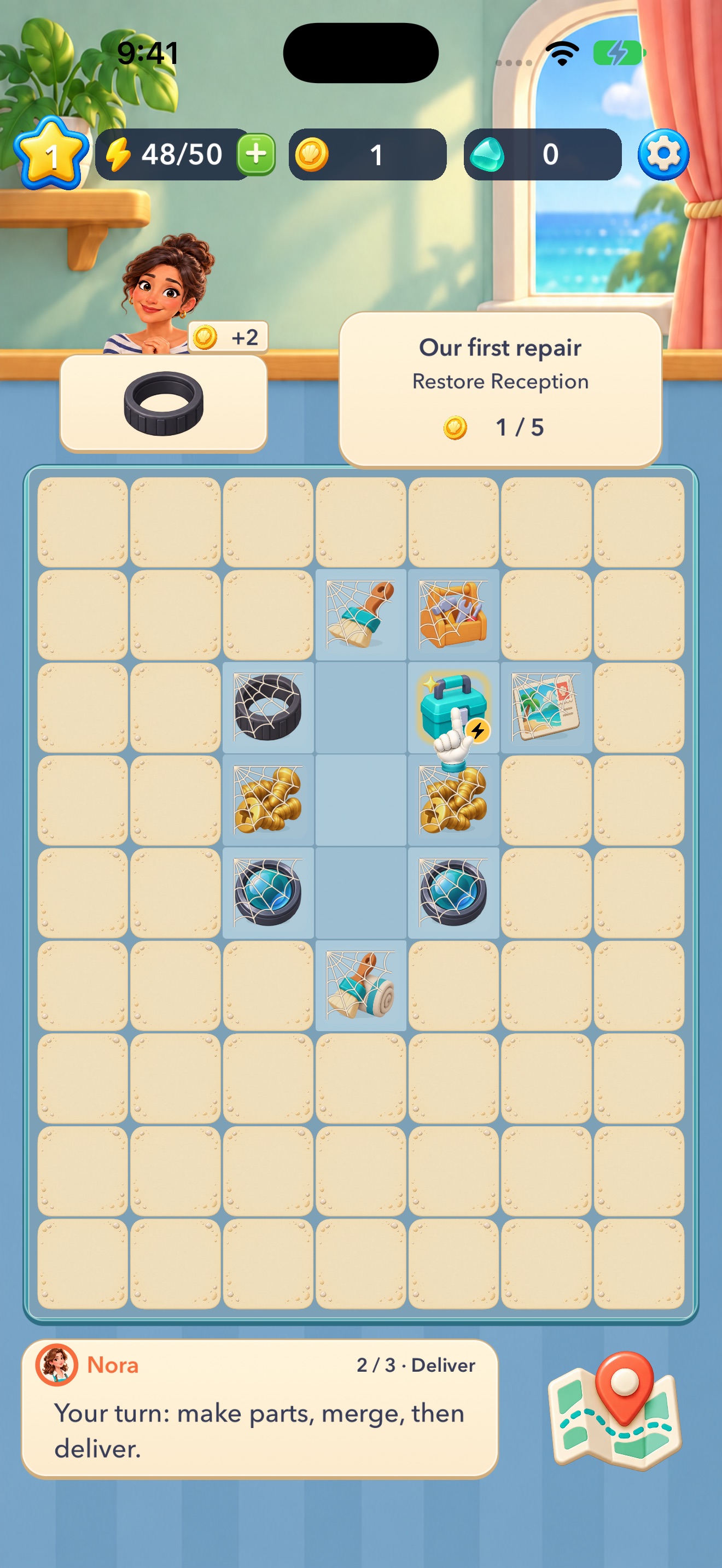 Merge & Mend: Puzzle Adventure · 图05 · 棋盘要素（含宣传包装） · 1320×2868