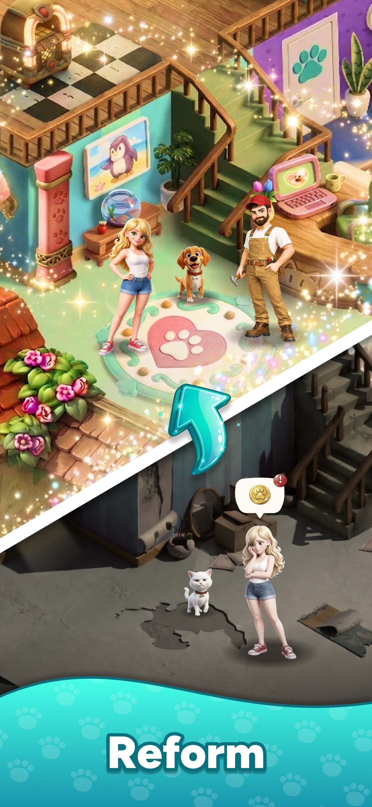 Pet Shelter Merge & Story · 图02 · 成长/场景要素（含宣传包装） · 1242×2688