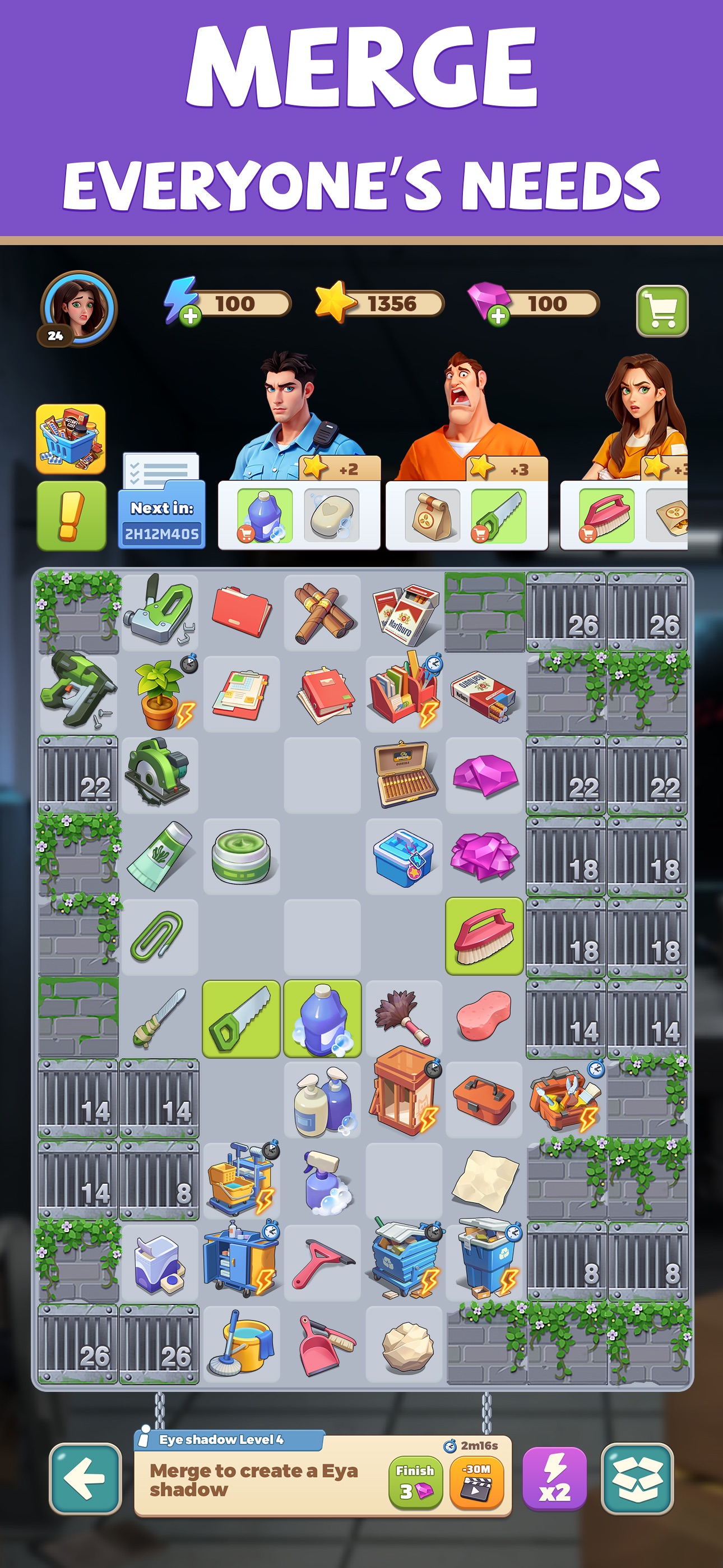 Merge Prison · 图08 · 棋盘要素（含宣传包装） · 1290×2796