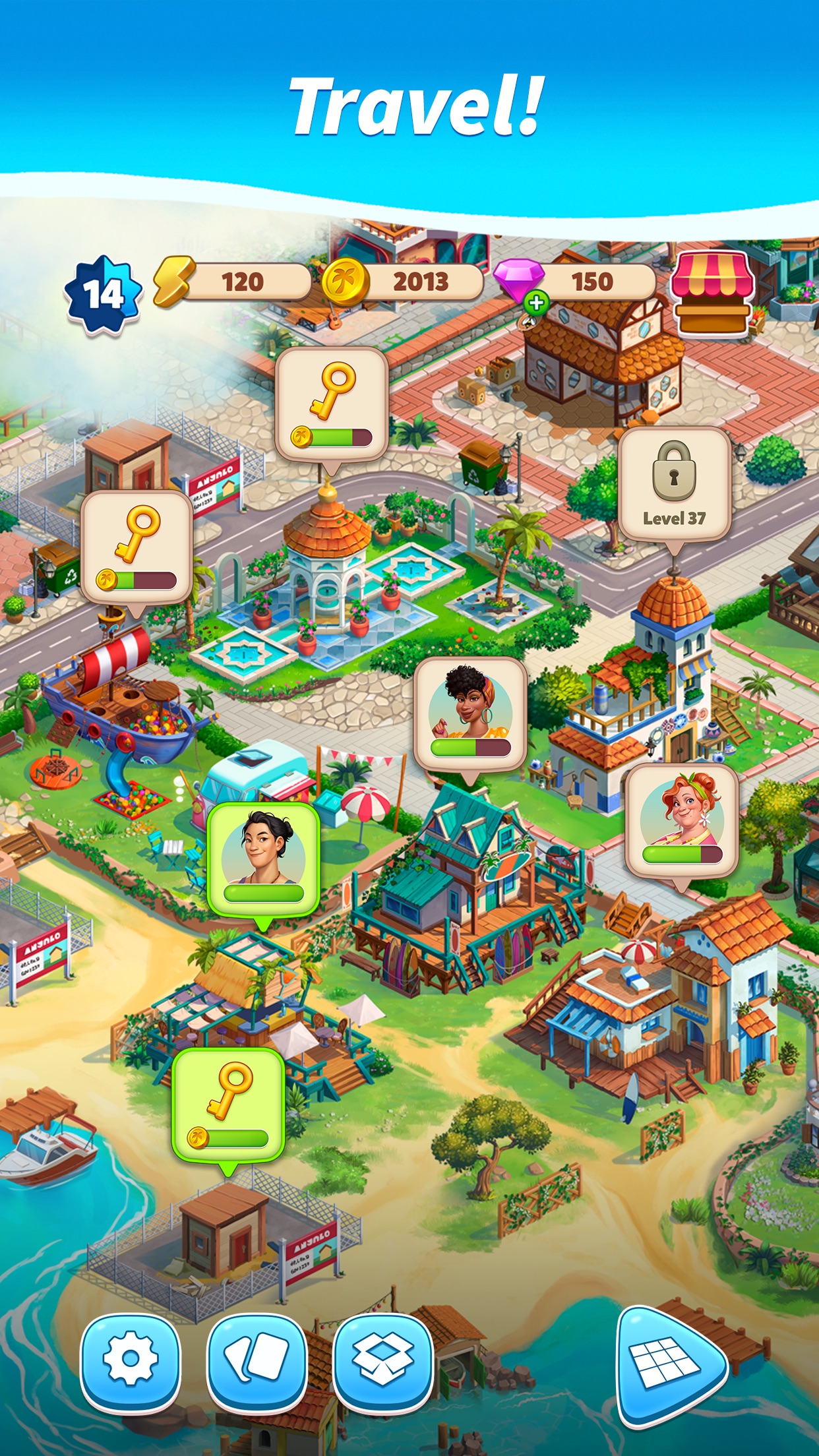 Travel Town - Merge Adventure · 图04 · 成长/场景要素（含宣传包装） · 1242×2208
