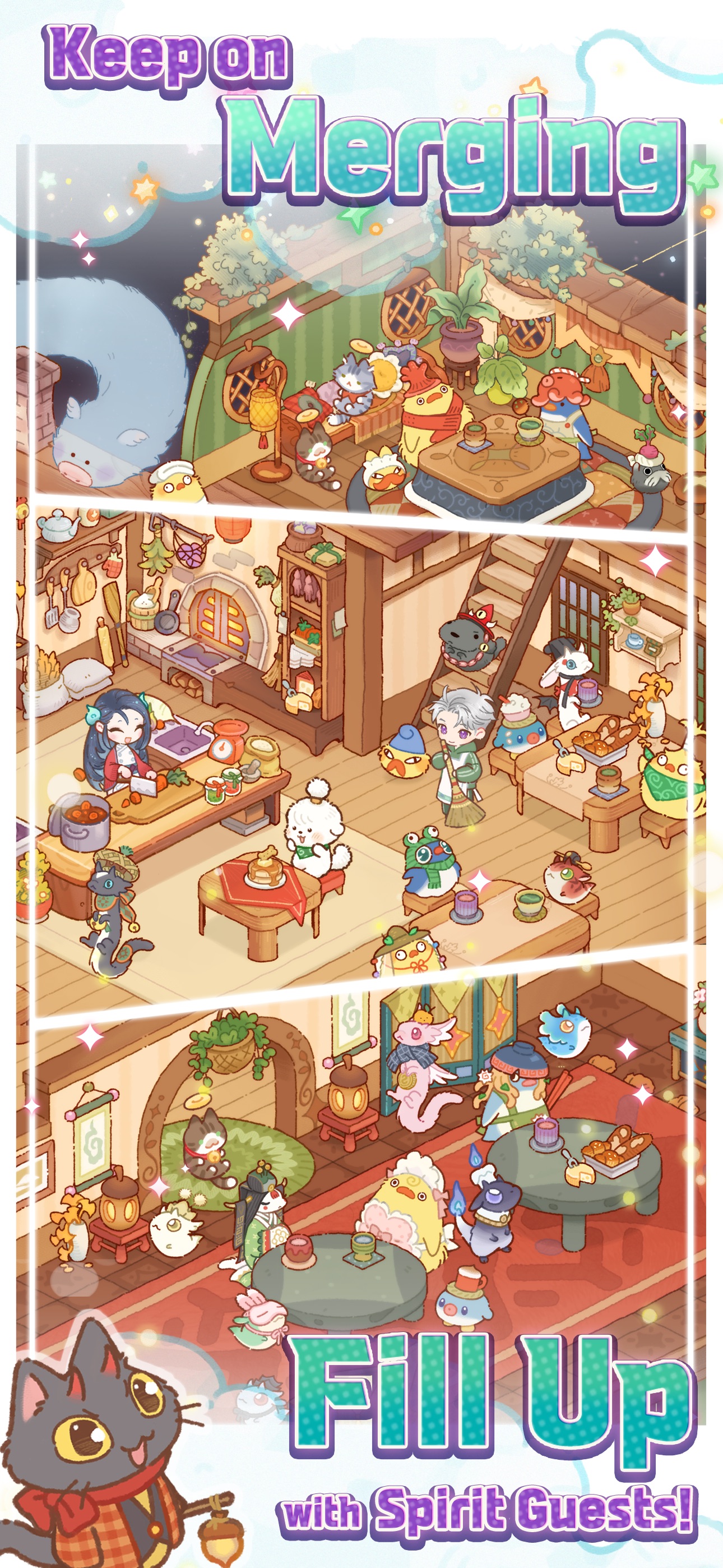 Soul & Soup: Cozy Spirit Merge · 图02 · 成长/场景要素（含宣传包装） · 1290×2796