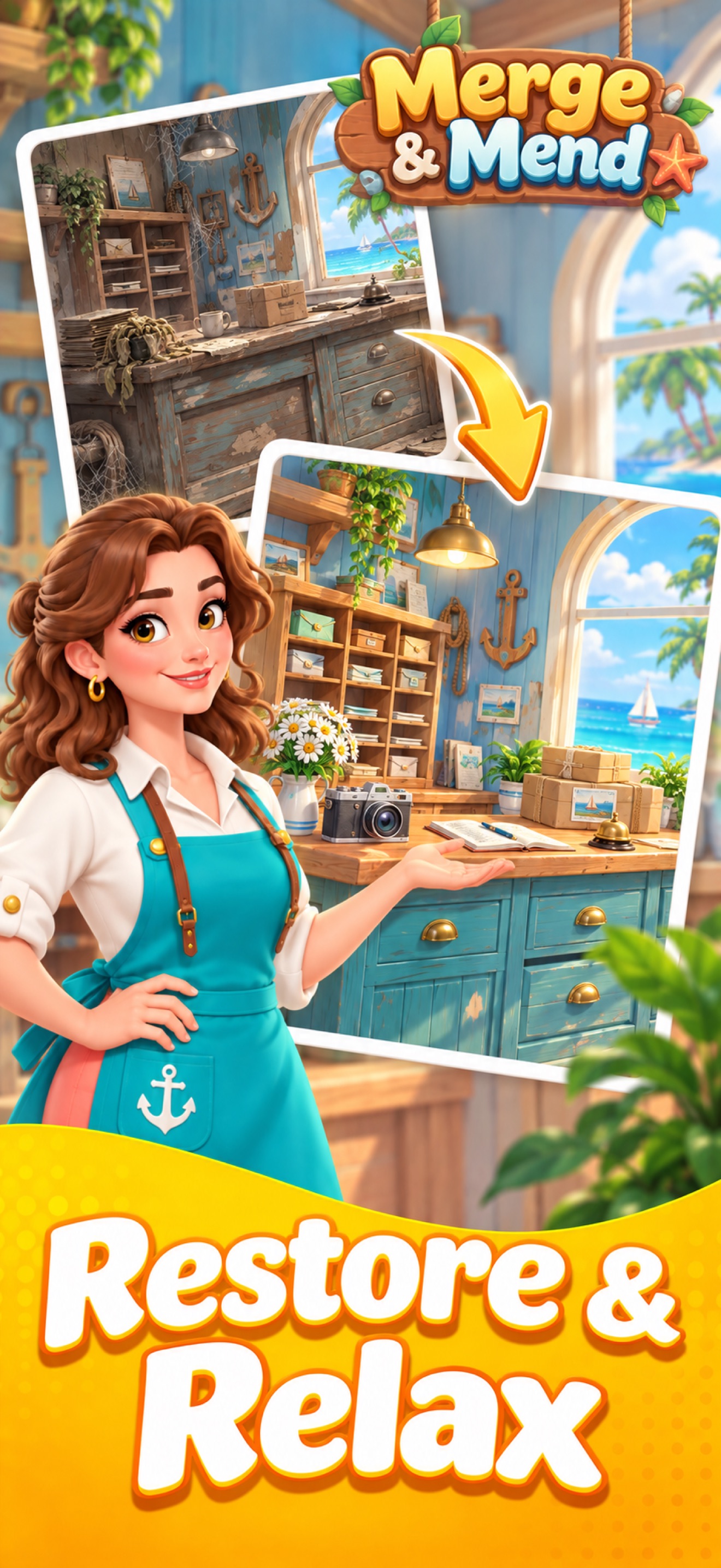 Merge & Mend: Puzzle Adventure · 图04 · 官方商店宣传图 · 1320×2868