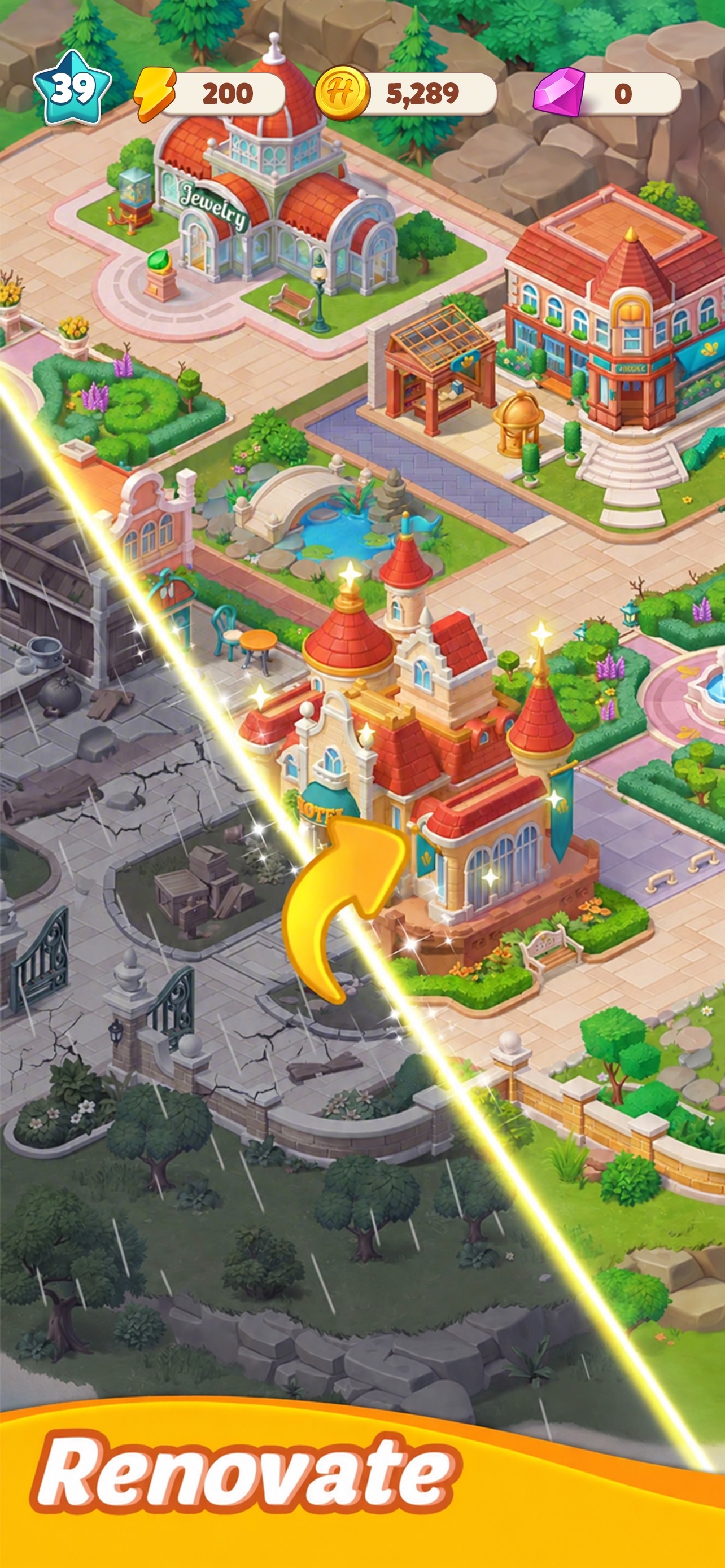 Hotel Legacy: Merge Game · 图04 · 成长/场景要素（含宣传包装） · 1284×2778